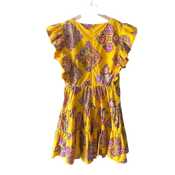 LA DOUBLEJ Honeybun Tiered Flutter Mini Dress Yellow Medium - Picture 3 of 6